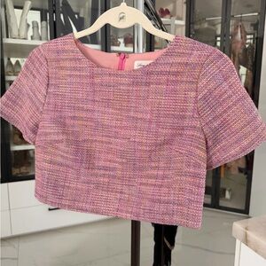 Pink Tweed Crop Top